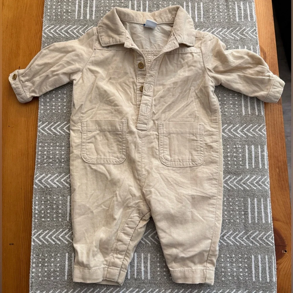 Old Navy Beige Cotton One-Piece Romper